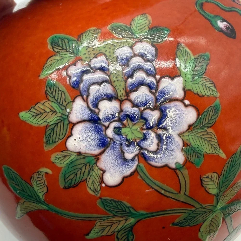 Vtg‎ Japanese Porcelain Wares Ginger Jar Hand Decorated Flowers -rub marks